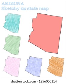 Arizona sketchy us state. Excellent hand drawn us state. Ideal childish style Arizona vector illustration.