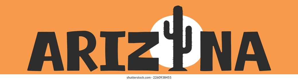 Arizona slogan text with cactus for t-shirt graphics, fashion prints, posters and other uses