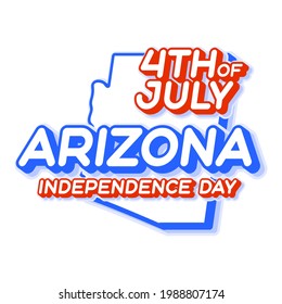 arizona state 4th of july independence day with map and USA national color 3D shape of US state Vector Illustration