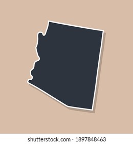 Arizona state borders, United States of America. Arizona border map. Political borders of the  USA Arizona state. Vector illustration.