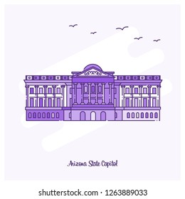 ARIZONA STATE CAPITOL Landmark Purple Dotted Line skyline vector illustration