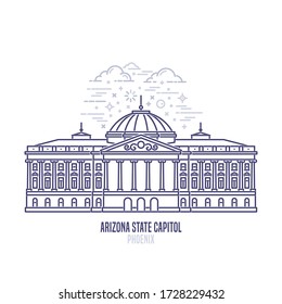 Arizona State Capitol located in Phoenix. The state capitol building and government of U.S. state of Arizona. The great example of Classical Revival architecture style. City sight linear vector icon