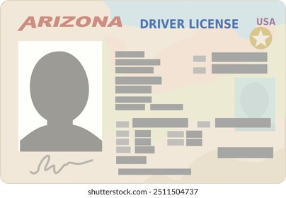 Arizona Staatsführerschein im flachen Design (ausgeschnitten)