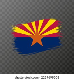 Bandera del estado de Arizona con estilo de brocha sobre fondo transparente. Ilustración vectorial.
