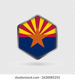Arizona State Flag Icon in Hexagon Shape.