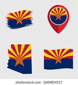 Arizona State Flag Icon Set.