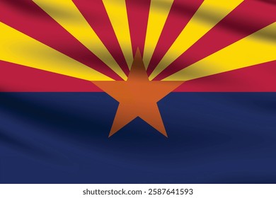 Arizona state flag official colors and proportion digital vector illustration. Waving flag.