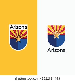 Arizona state flag shield badge emblem logo flat icon vector illustration