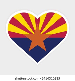 Diseño de iconos vectoriales de la bandera de Arizona. Bandera del estado de Arizona en forma de Corazón. Bandera del vector Arizona en el corazón.
