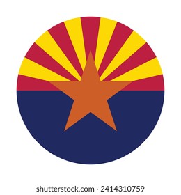 Arizona state flag vector icon design. Arizona State Circle flag. Round of Arizona flag. 
