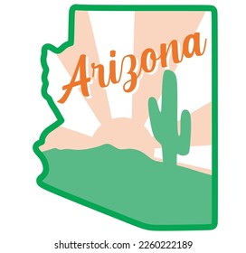 Arizona state with green cactus