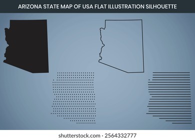 Arizona State Hand Drawn Outline Map of USA Fully Editable, 300 DPI, High-Resolution EPS File Included.