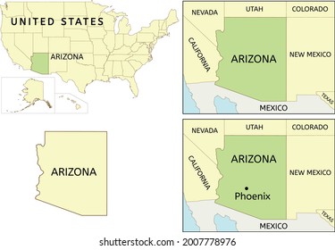 Arizona state location on map of USA