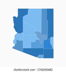 Arizona State Map Administration Division Blue Color. Vector Illustration Eps10