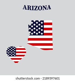 Arizona state map with American flag. Vector illustration.