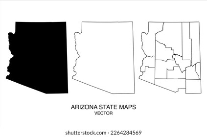 Arizona State Map schwarz und skizzieren US Vector Illustration
