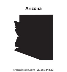 Mapa del estado de Arizona en negro sobre fondo blanco
