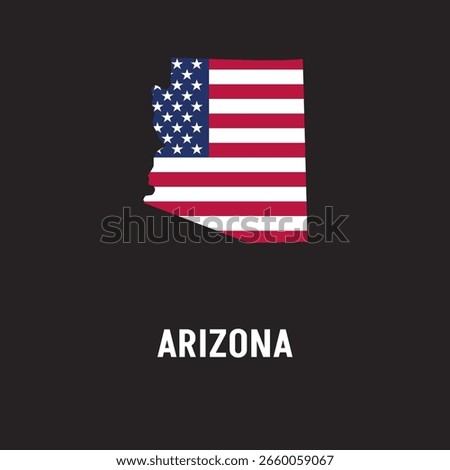 Arizona state map contour. In style of USA flag.