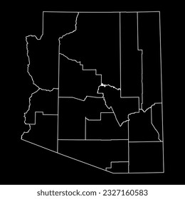 Arizona state map with counties. Vector illustration.