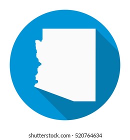 Arizona state map flat icon with long shadow EPS 10 vector illustration.