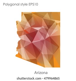 Arizona state map in geometric polygonal style.Abstract gems triangle,modern design background. Vector illustration EPS10