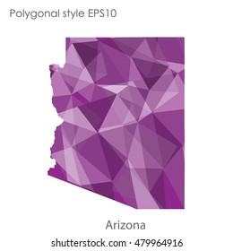 Arizona state map in geometric polygonal style.Abstract gems triangle,modern design background. Vector illustration EPS10