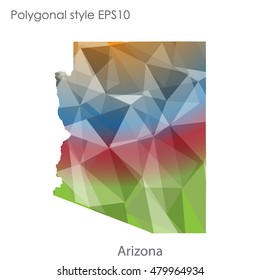 Arizona state map in geometric polygonal style.Abstract gems triangle,modern design background. Vector illustration EPS10