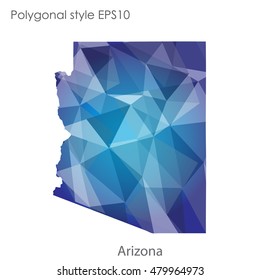 Arizona state map in geometric polygonal style.Abstract gems triangle,modern design background. Vector illustration EPS10