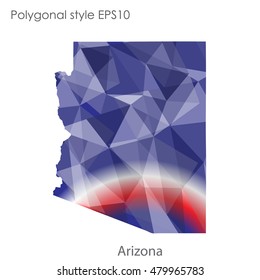 Arizona state map in geometric polygonal style.Abstract gems triangle,modern design background. Vector illustration EPS10