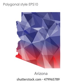 Arizona state map in geometric polygonal style.Abstract gems triangle,modern design background. Vector illustration EPS10