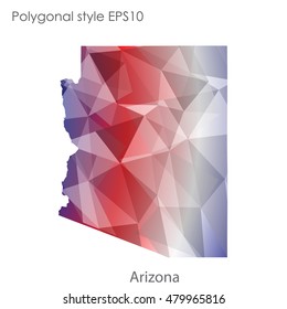 Arizona state map in geometric polygonal style.Abstract gems triangle,modern design background. Vector illustration EPS10