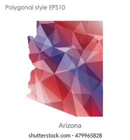 Arizona state map in geometric polygonal style.Abstract gems triangle,modern design background. Vector illustration EPS10