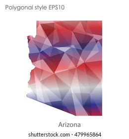 Arizona state map in geometric polygonal style.Abstract gems triangle,modern design background. Vector illustration EPS10