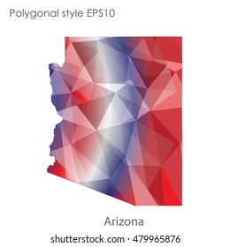 Arizona state map in geometric polygonal style.Abstract gems triangle,modern design background. Vector illustration EPS10