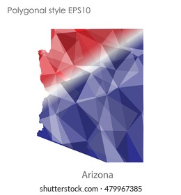 Arizona state map in geometric polygonal style.Abstract gems triangle,modern design background. Vector illustration EPS10