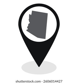Arizona state map. Map of Arizona state on map pinpoint in black color