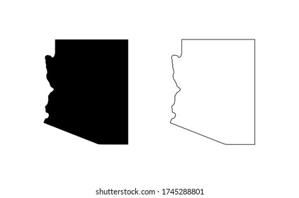 Arizona state map silhouette line country America map illustration vector outline American isolated on white background