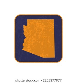Mapa cuadrado del estado de Arizona con textura gruesa. Ilustración vectorial.