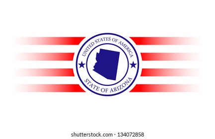 Arizona state map, star and name.