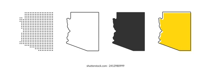 Arizona state map of USA country. Geography border of American town. Vector illustration.