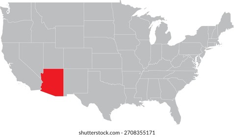 Estado de Arizona en el mapa de EE.UU. Vector Editable