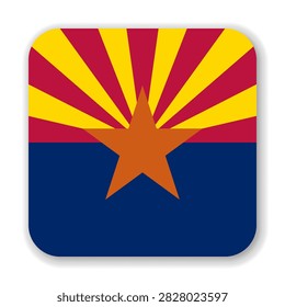 Arizona state rounded square flag. Part of The United States of America. Clean design for print, web, or educational use. Vector illustration with dropped shadow on white background.