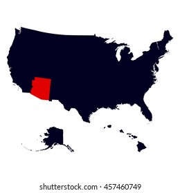 Arizona State in the United States map