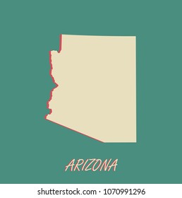 Arizona state of US map vector outlines illustration in a three dimensional grunge background