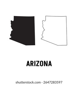 Estado do Arizona dos EUA. Território e bandeira do Arizona. Território dos Estados Unidos sobre fundo branco. Estados separados. Ilustração vetorial
