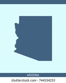 Arizona state of USA map vector outline illustration in blue background