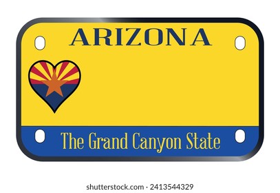 Arizona State USA motorcycle licence license plate over a white background