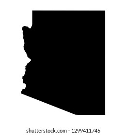 Arizona, state of USA - solid black silhouette map of country area. Simple flat vector illustration.