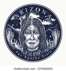 Arizona. Tattoo and t-shirt design. Welcome to Arizona (USA). The Apache state slogan. Travel art concept 