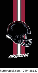 Arizona Team Colored Football helmets Stripes Black Background